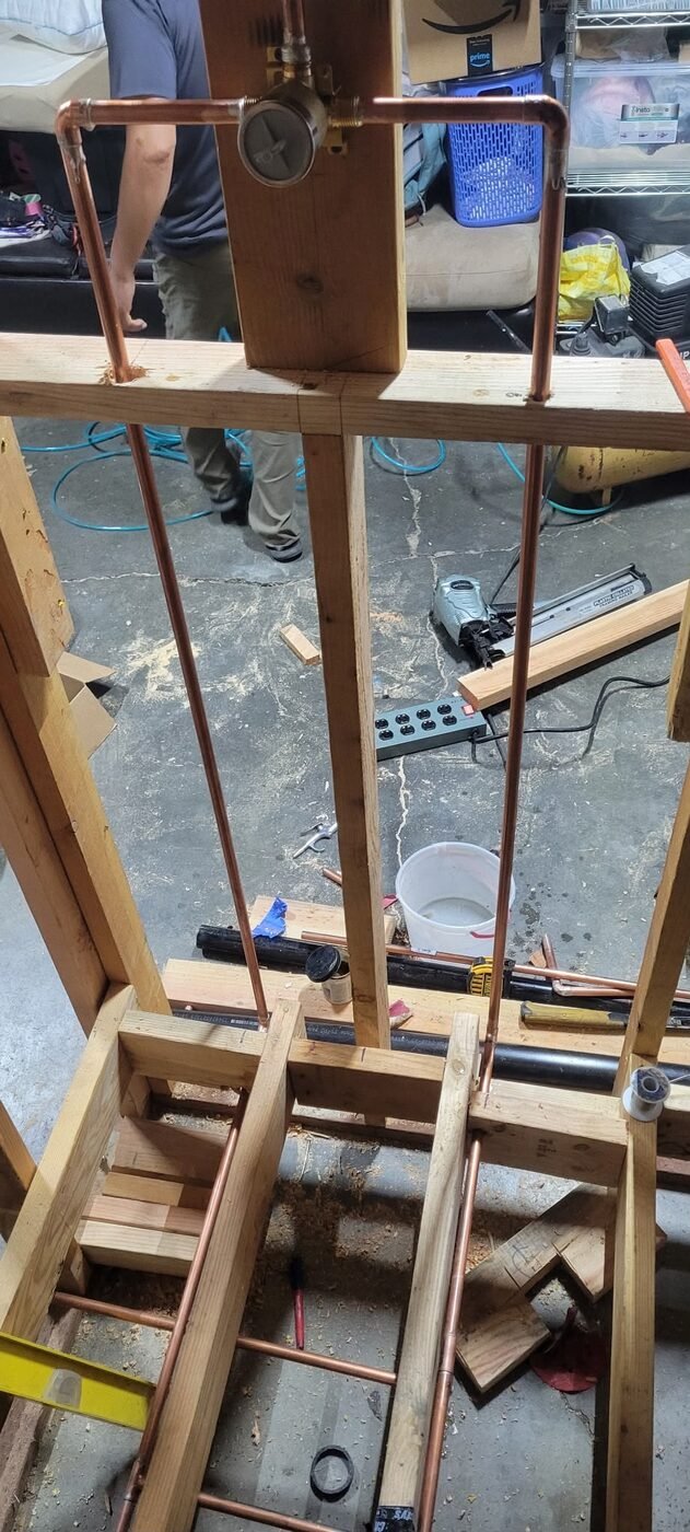 Copper plumbing rough-in framing