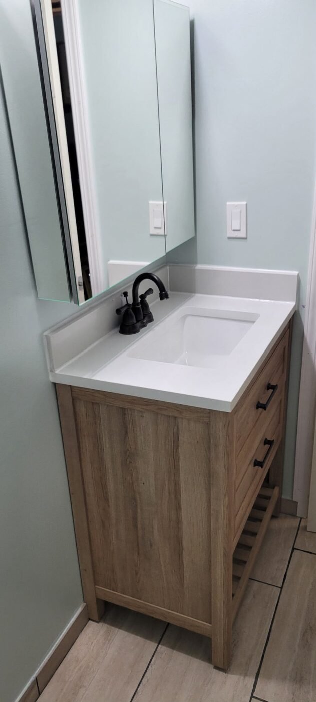 New bathroom vanity installed